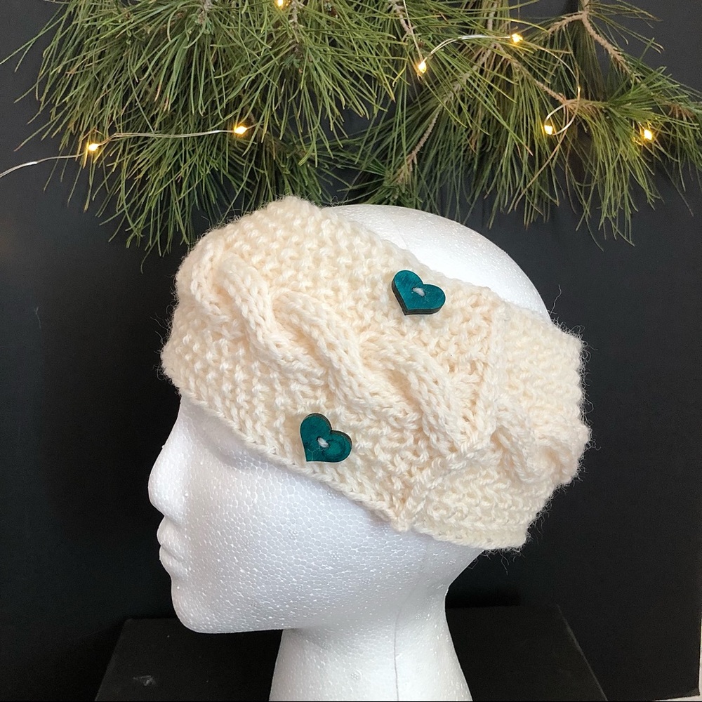 Blue Buttons 100% Virgin Wool Headband